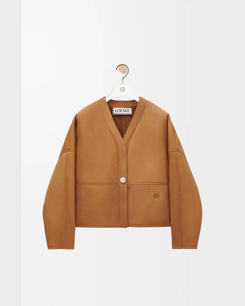 Loewe Cardigan In Shearling Size Mujer Toffee