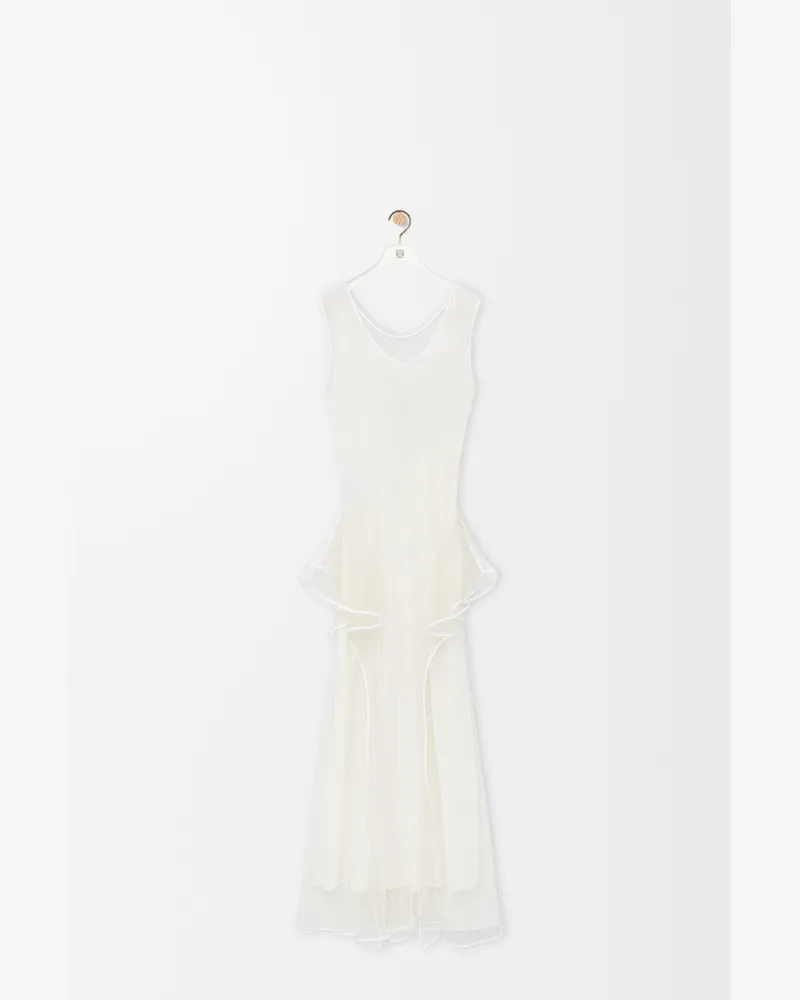 Loewe Fishnet Dress In Silk Blend Size Mujer White