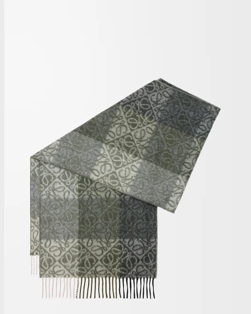 Loewe Anagram Scarf In Wool And Cashmere Mujer Green