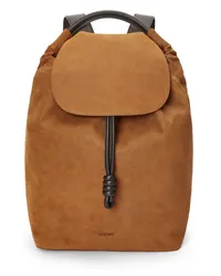 Loewe Luxury Flamenco backpack in pressed suede Cognac