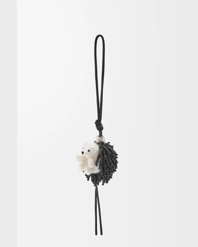 Loewe Hedgehog Charm In Felt Beads And Leather skin Mujer Black