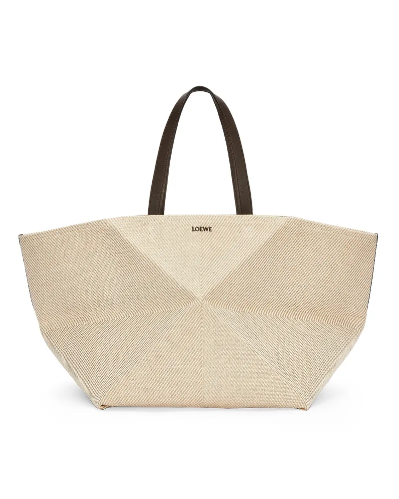 Loewe Luxury Xxl Puzzle Fold Tote In Jacquard Ecru