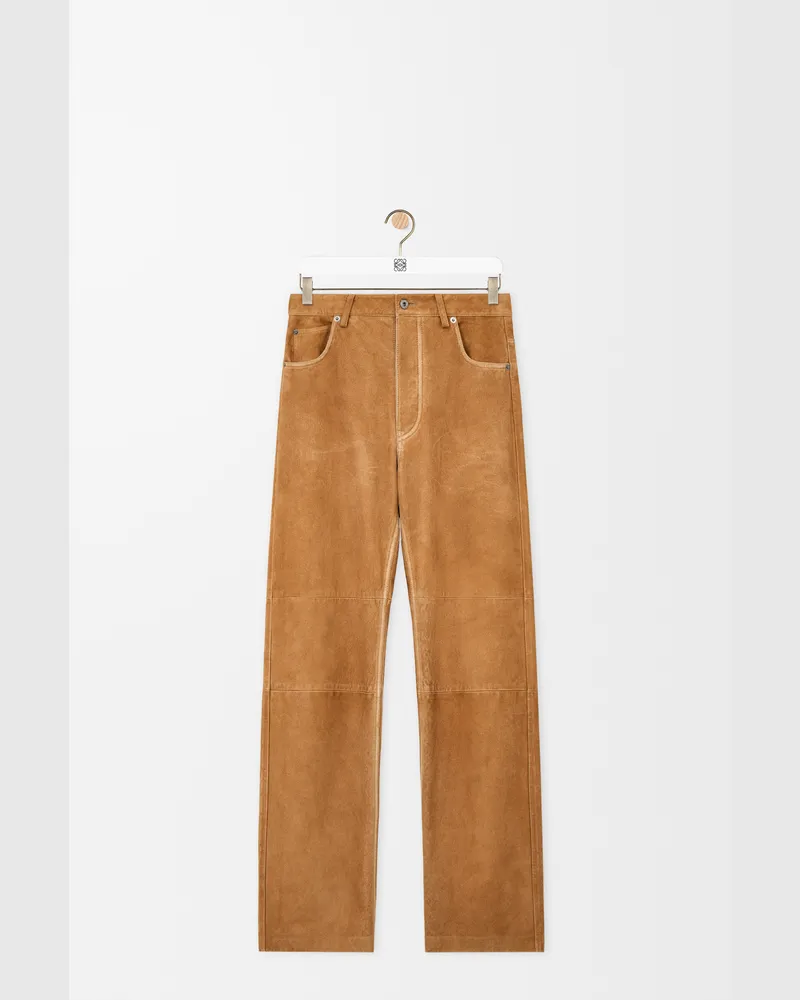 Loewe Trousers In Suede Goatskin Size Mujer Camel