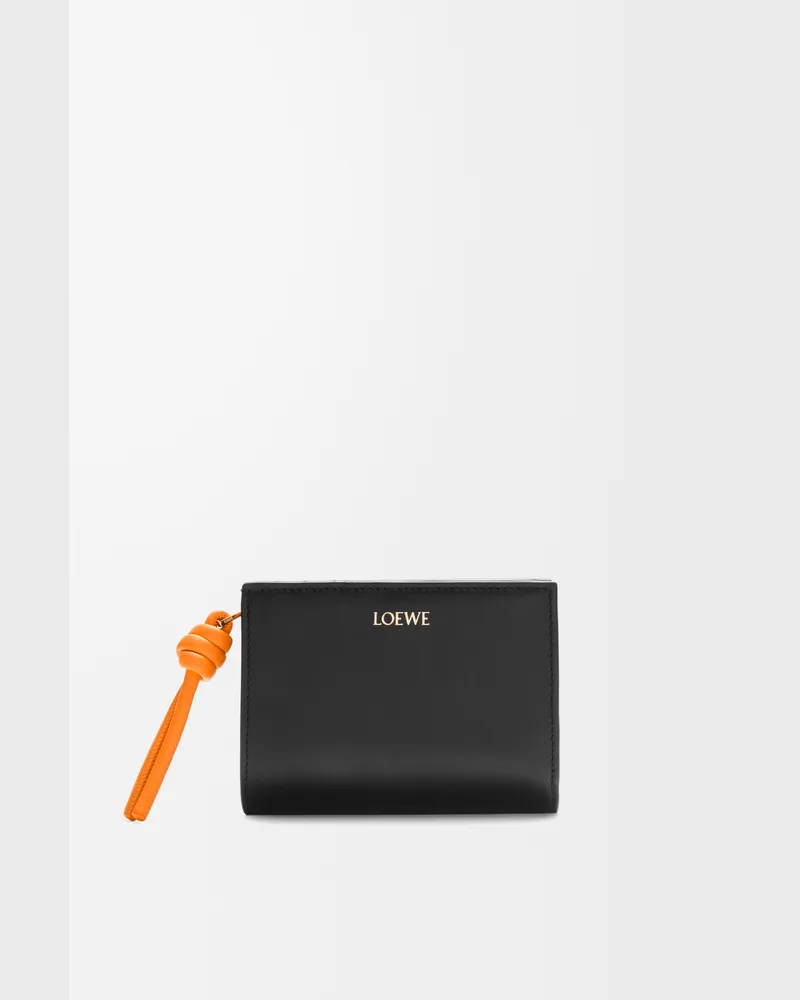 Loewe Knot Compact Wallet In Shiny Nappa Leather skin Mujer Black