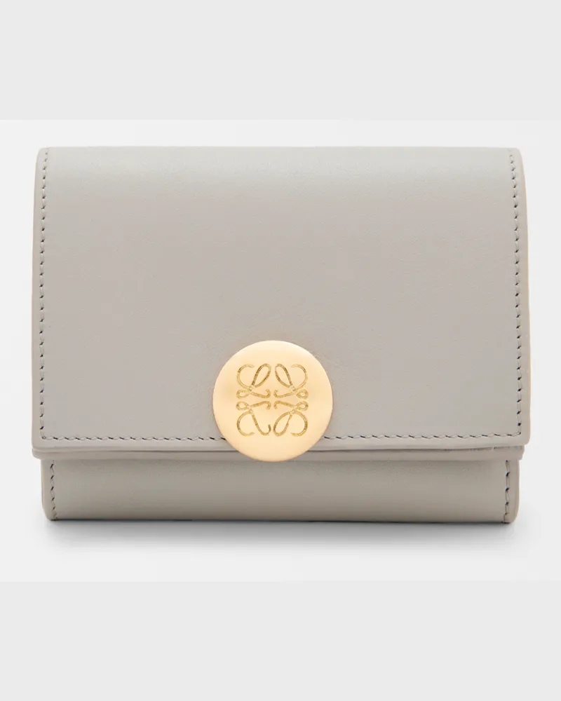 Loewe Pebble Trifold Wallet In Shiny Nappa Leather skin Mujer Shell