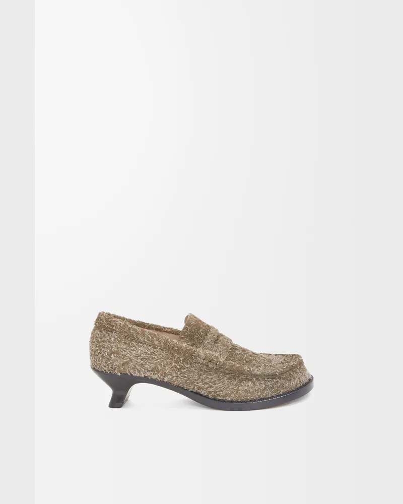 Loewe Campo Loafer In Brushed Suede Size Mujer Khaki