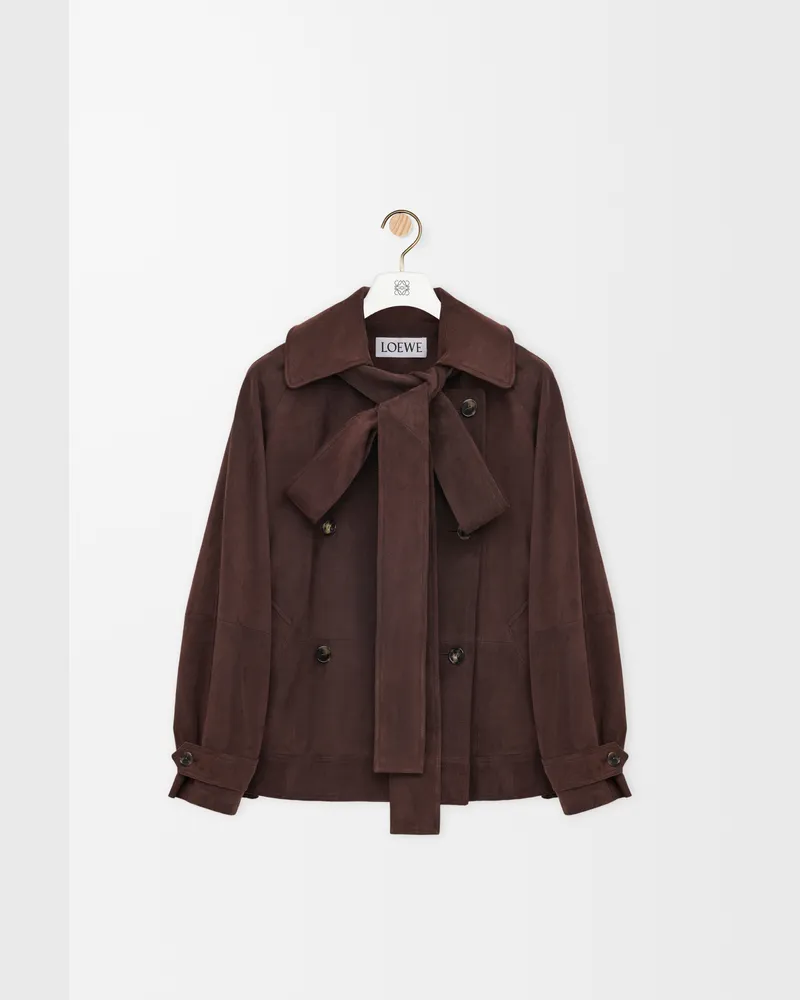 Loewe Bow Jacket In Suede Goatskin Size Mujer Brown