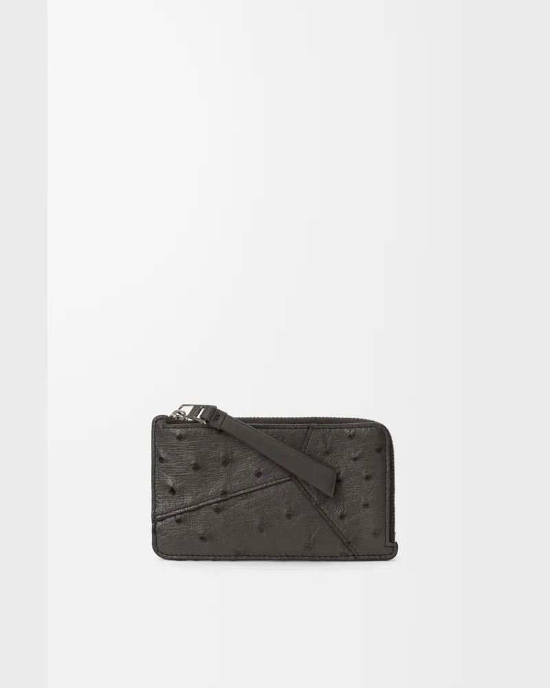 Loewe Puzzle Coin Cardholder In Ostrich Hombre Dark