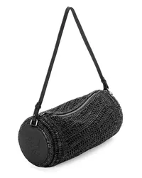 Loewe Luxury Bracelet pouch in raffia and calfskin Black