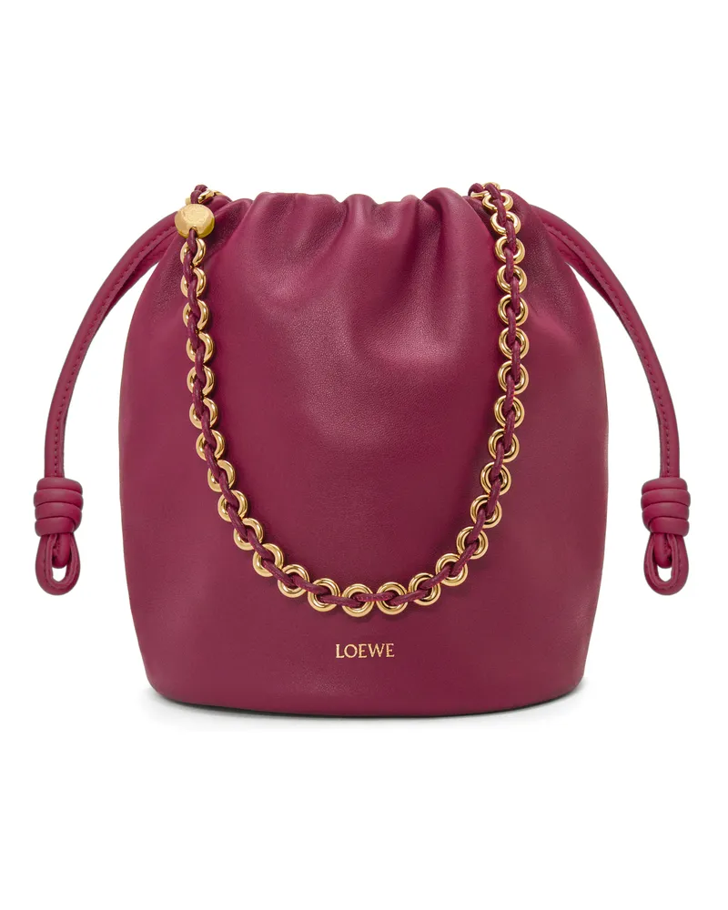 Loewe Luxury Flamenco purse bucket in mellow nappa lambskin Crimson