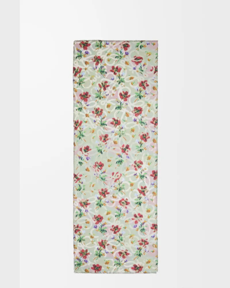 Loewe Scarf In Cashmere And Silk Mujer Sage