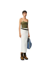 Loewe Luxury Anagram strappy top in cotton Khaki