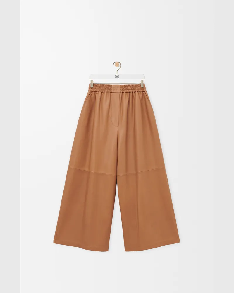 Loewe Cropped Trousers In Nappa Lambskin Size Mujer Toffee