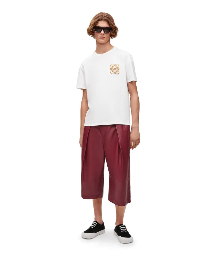 Loewe Luxury Pleated Shorts In Nappa Lambskin Bordeaux