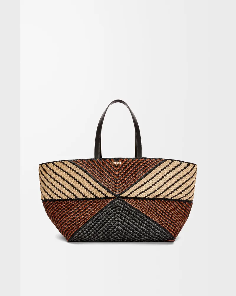 Loewe Xxl Puzzle Fold Tote In Raffia Hombre Natural