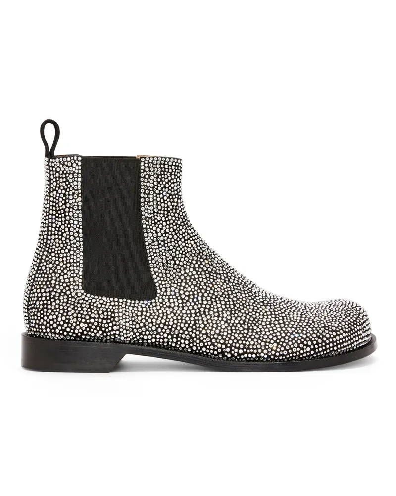 Loewe Luxury Campo Chelsea boot in calf suede and allover rhinestones Black