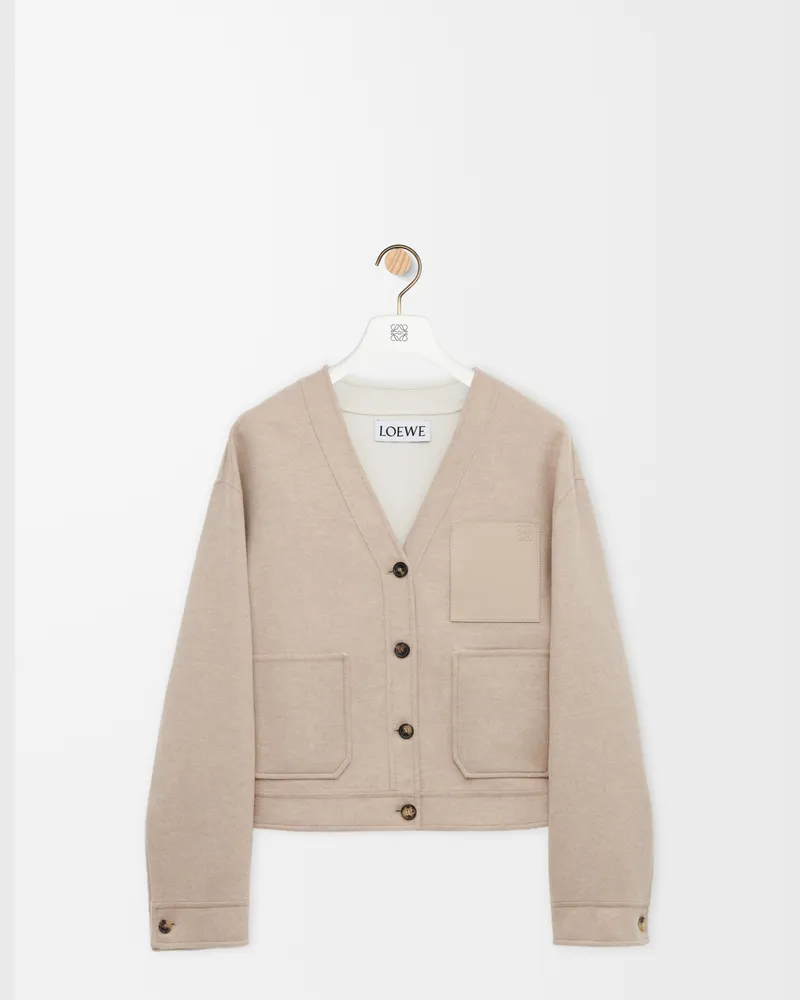 Loewe Cardigan In Wool And Cashmere Size Mujer Sandstone