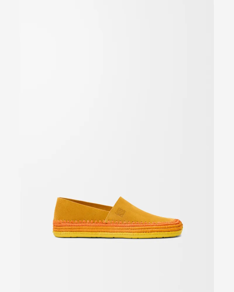 Loewe Rio Slipper In Suede And Raffia Size Hombre Orange
