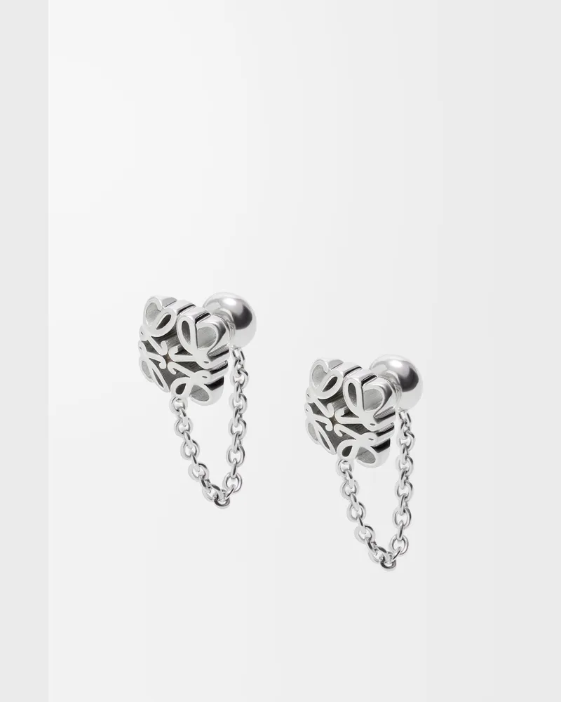 Loewe Anagram Bombé Chain Earrings In Sterling Silver Mujer Silver