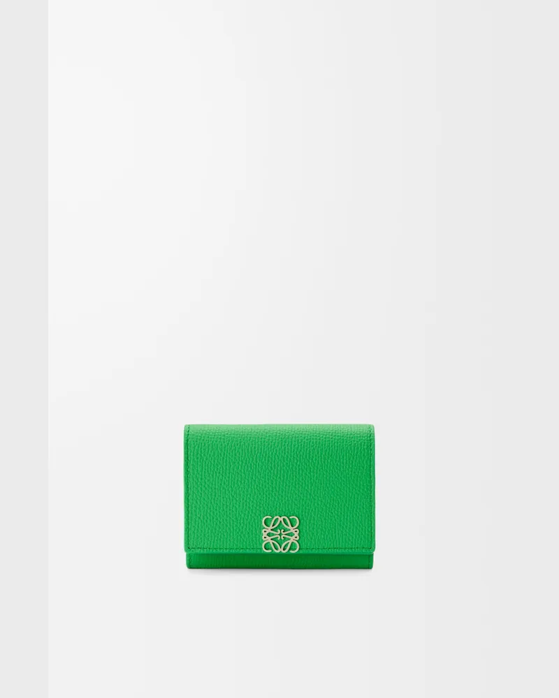 Loewe Anagram Trifold Wallet In Pebble Grained Leather skin Mujer Clover
