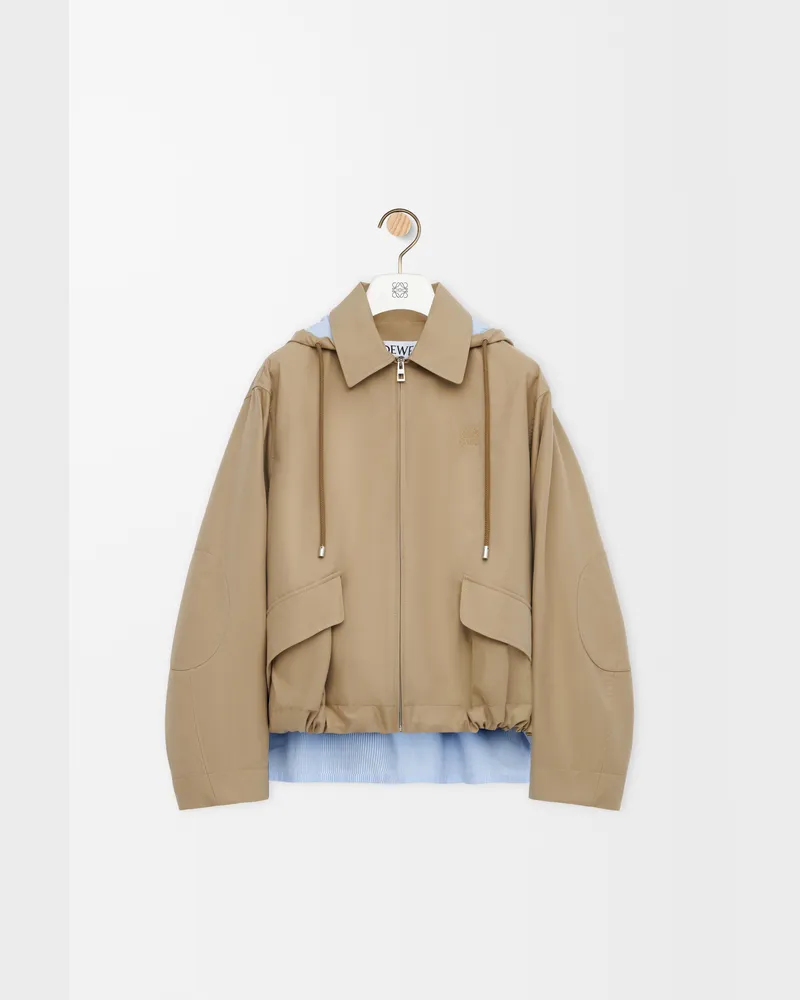 Loewe Hooded Parka In Cotton Size Mujer Beige