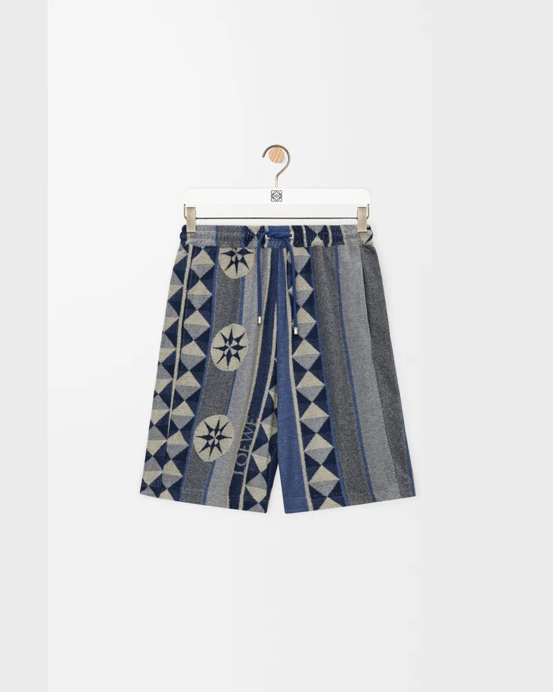 Loewe Shorts In Terry Cotton Jacquard Size Hombre Blue