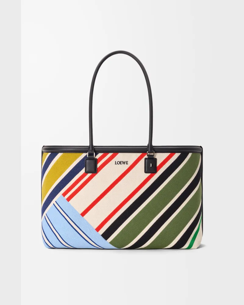 Loewe Large Verano Tote In Embroidered Canvas Mujer Ecru