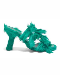 Loewe Luxury Petal sandal in hairy calfskin Emerald