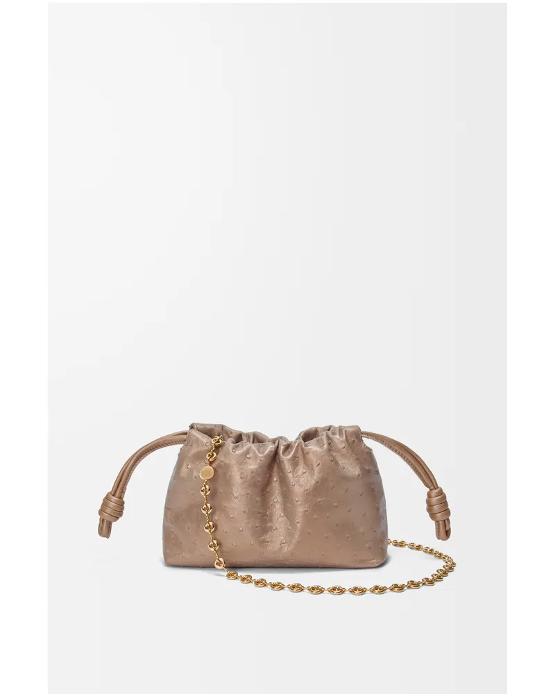 Loewe Mini Flamenco Purse In Pearlised Ostrich Mujer Ivory
