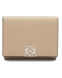 Loewe Luxury Anagram trifold wallet in pebble grain calfskin Sand