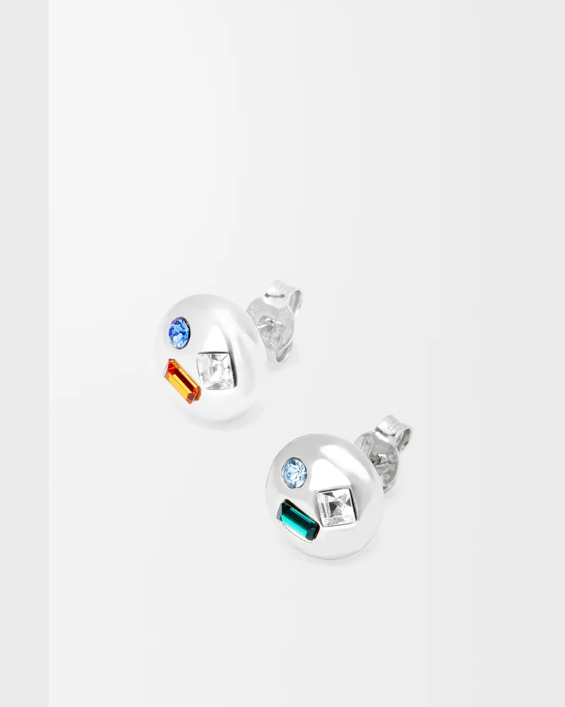 Loewe Anagram Pebble Earrings In Sterling Silver And Crystals Mujer Silver