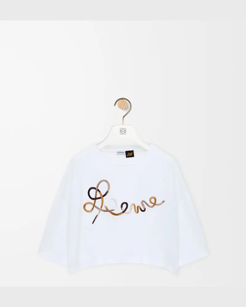 Loewe Cropped Fit T-shirt In Cotton Size Mujer White