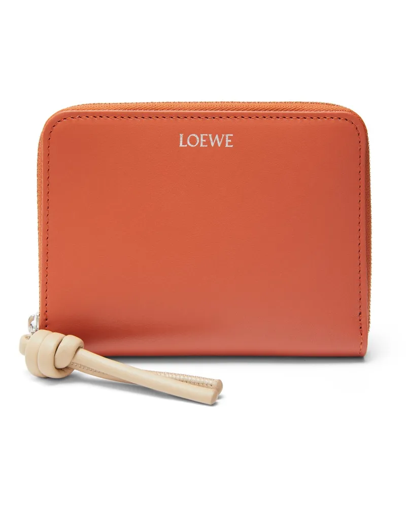 Loewe Luxury Knot compact zip around wallet in shiny nappa calfskin Maple