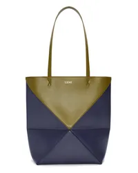 Loewe Luxury Puzzle Fold Tote in shiny calfskin Olive