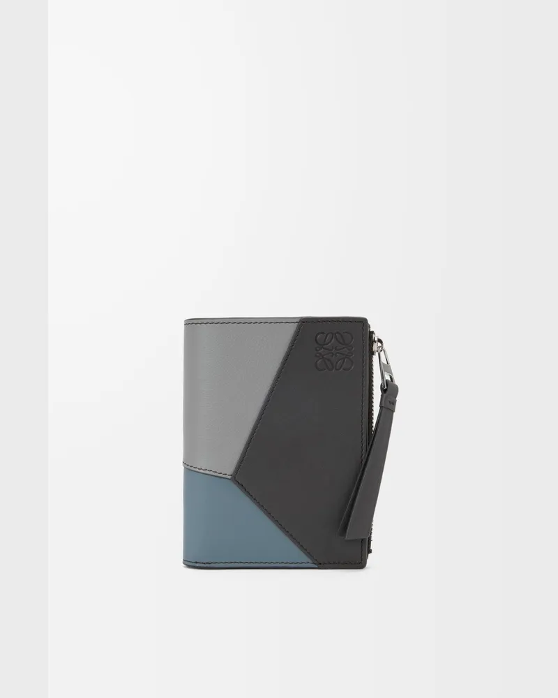 Loewe Puzzle Slim Compact Wallet In Leather skin Hombre Asphalt