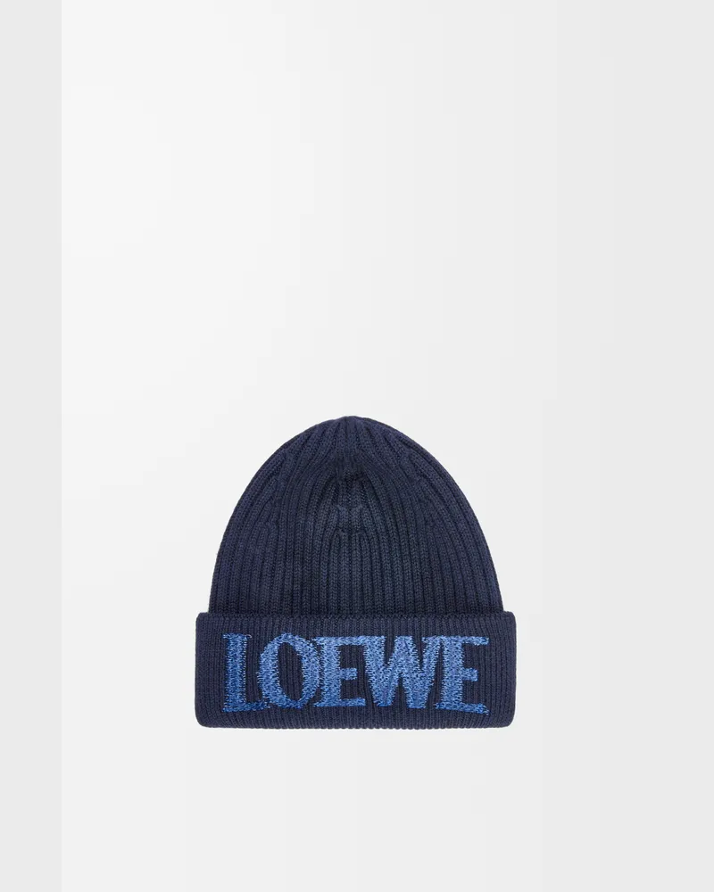 Loewe Loewe Beanie In Wool Mujer Navy