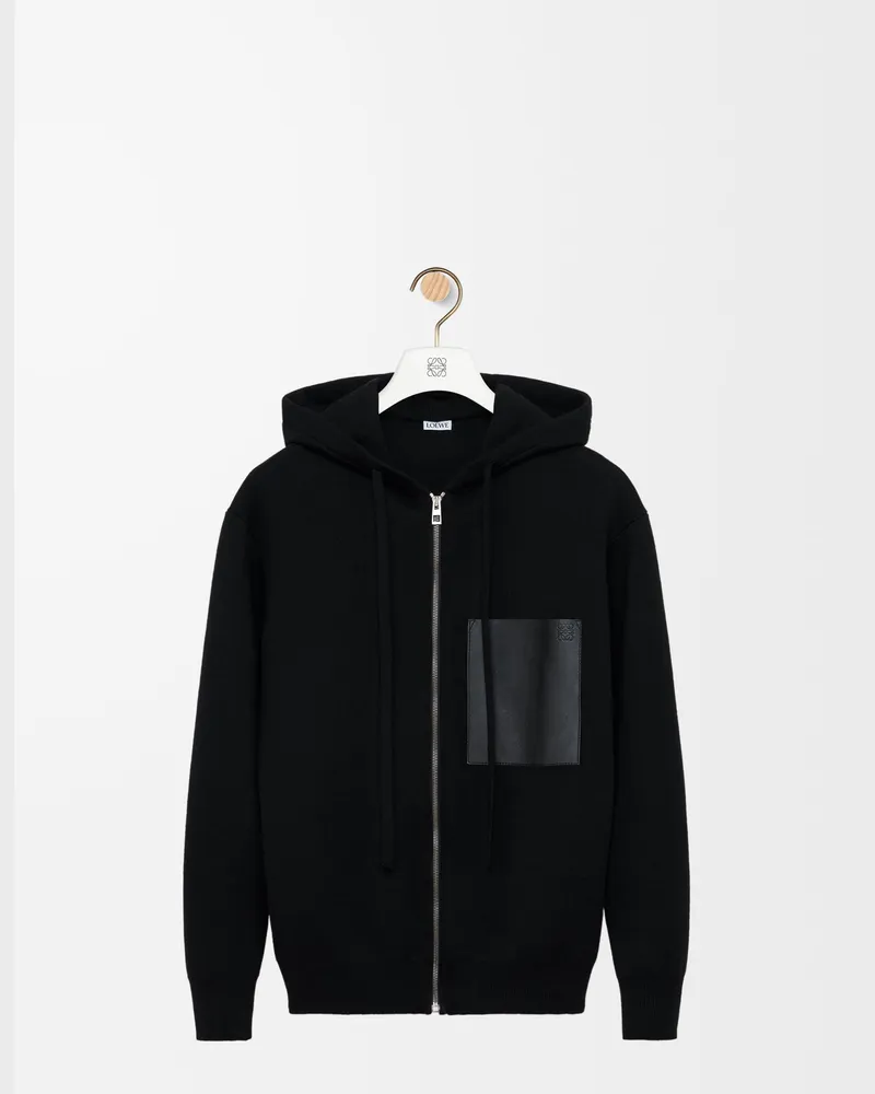 Loewe Zip-up Hoodie In Wool Size Hombre Black