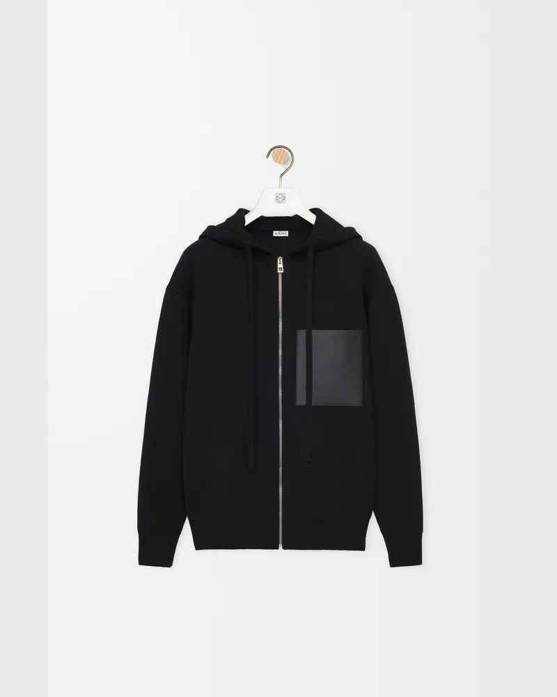 Loewe Zip-up Hoodie In Wool Size Hombre Black