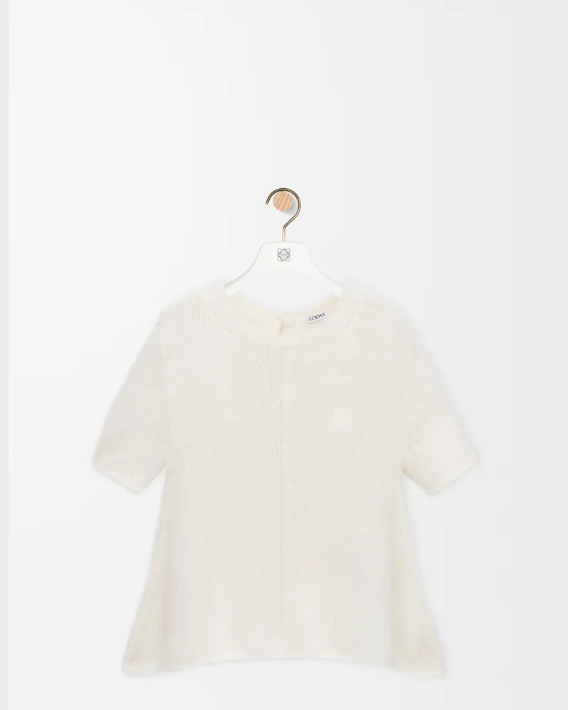 Loewe Short Sleeve Sweater In Mohair Blend Size Mujer White