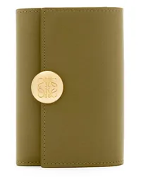 Loewe Luxury Pebble small vertical wallet in shiny nappa calfskin Olive