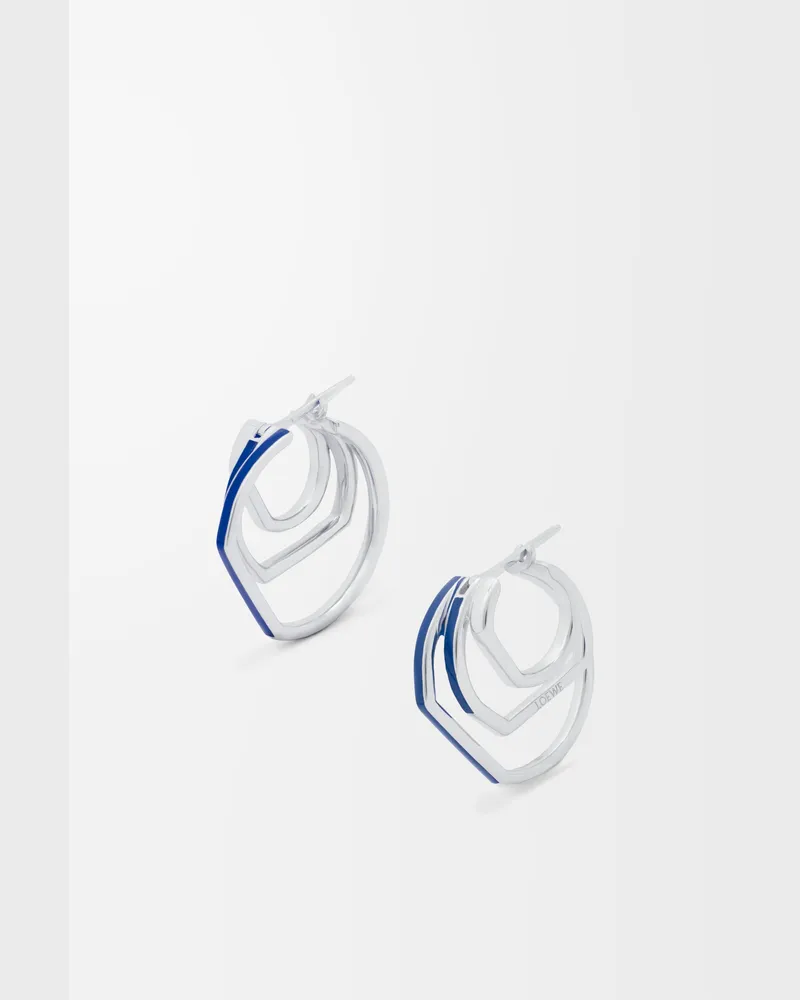 Loewe Stacked Hoop Earrings In Sterling Silver And Enamel Mujer Silver