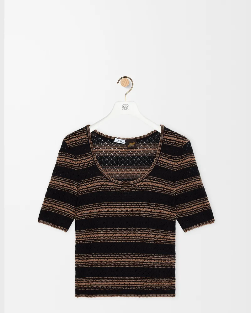 Loewe Short Sleeve Sweater In Cotton Blend Size Mujer Black