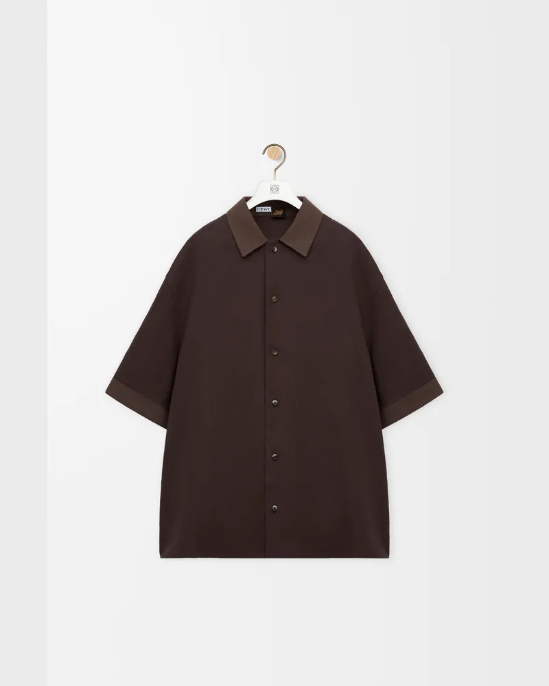 Loewe Short Sleeve Shirt In Cotton And Linen Size Hombre Dark
