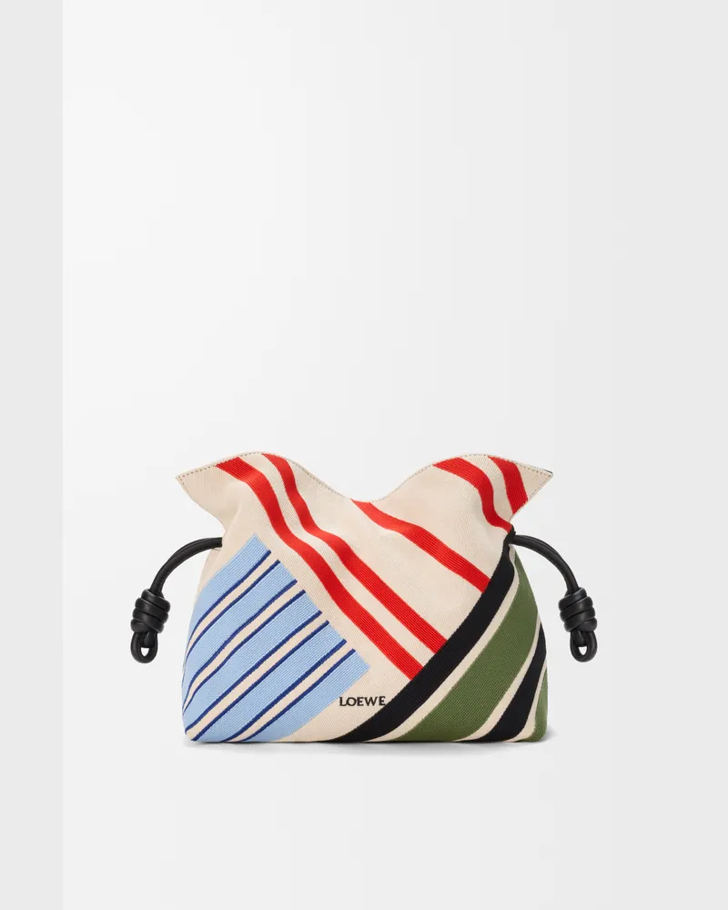 Loewe Medium Flamenco Clutch In Embroidered Canvas Mujer Ecru