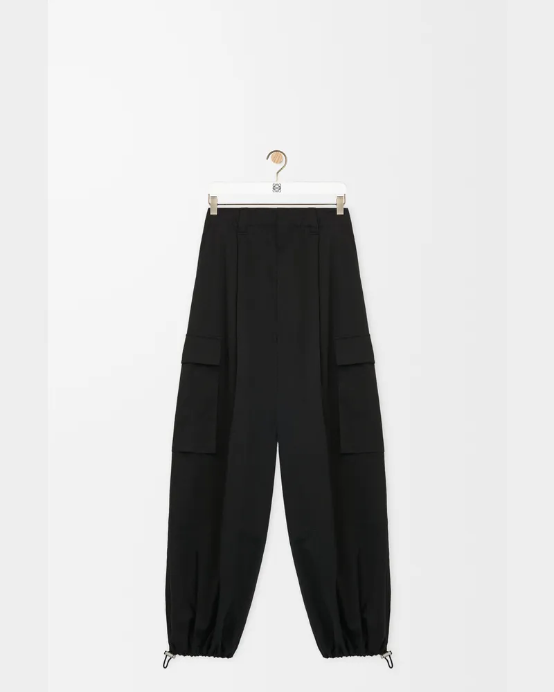 Loewe Cargo Trousers In Cotton And Silk Size Mujer Black
