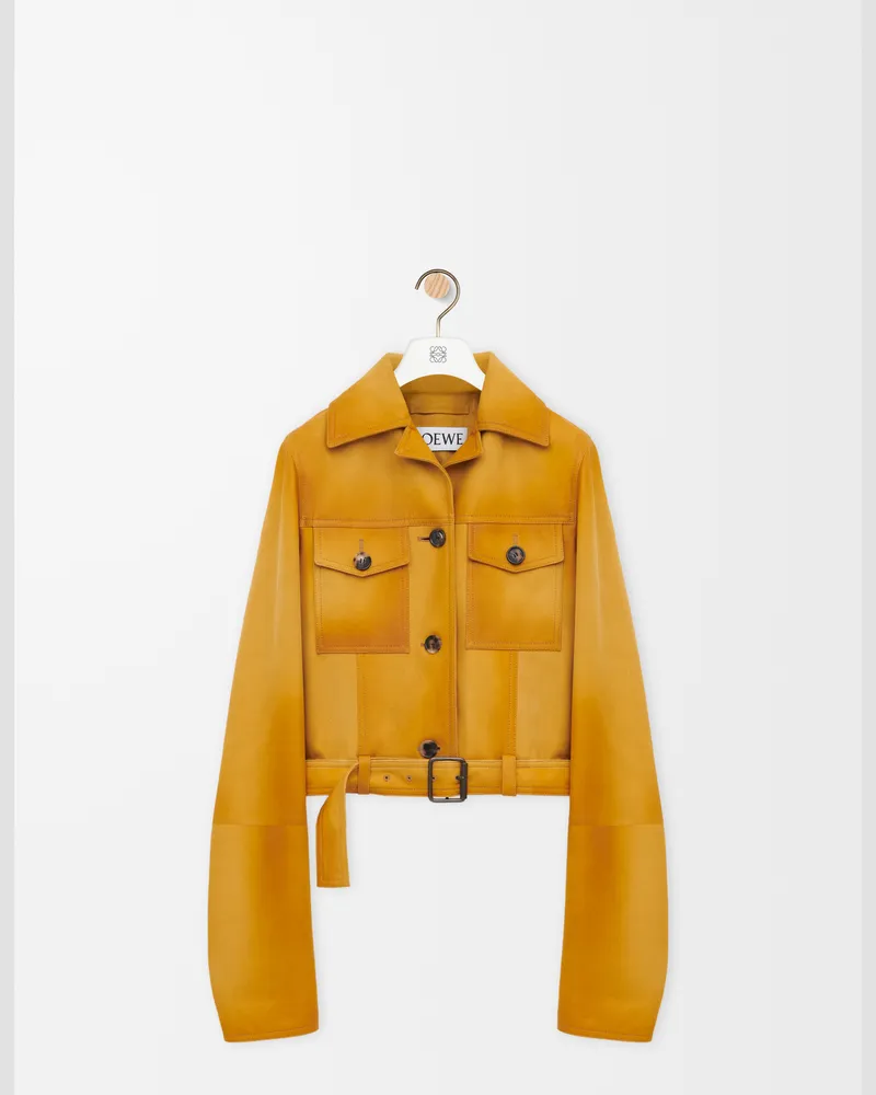 Loewe Cropped Jacket In Suede Lambskin Size Mujer Light