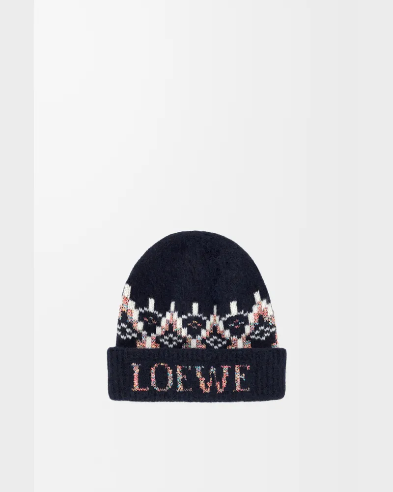 Loewe Beanie In Wool Blend Mujer Navy