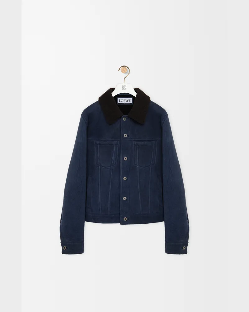Loewe Trucker Jacket In Shearling Size Hombre Navy