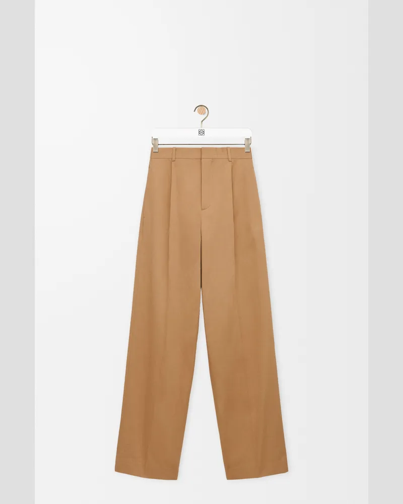 Loewe Wide Leg Trousers In Cotton Size Hombre Almond