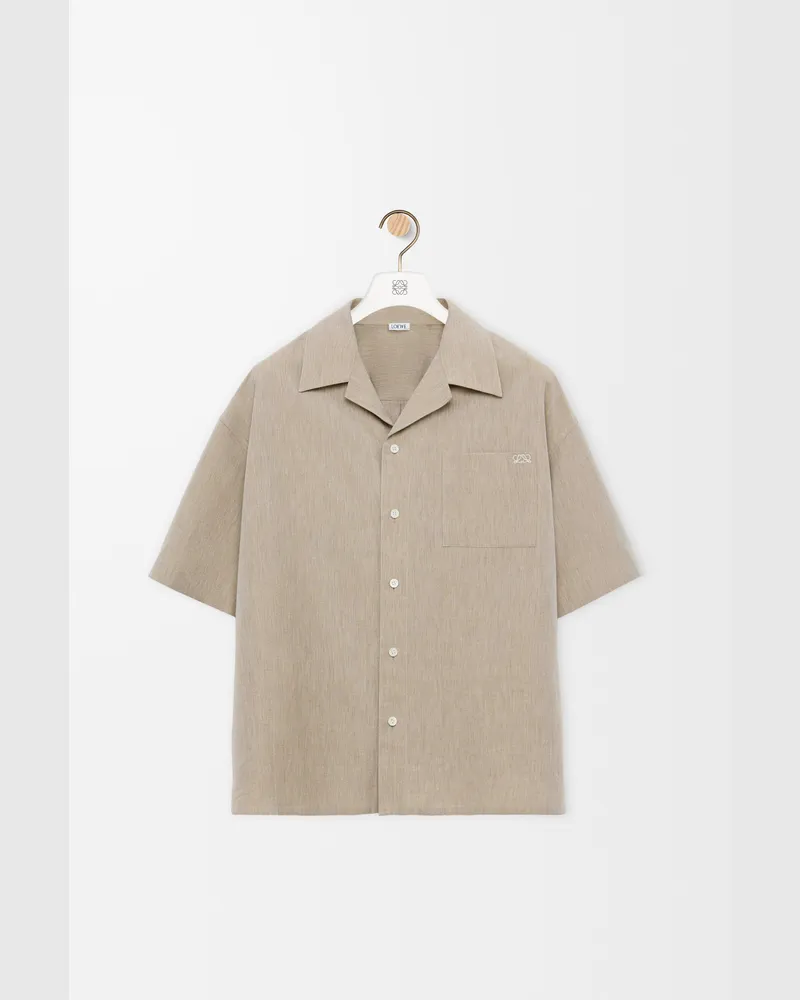 Loewe Short Sleeve Shirt In Wool And Cotton Size Hombre Beige